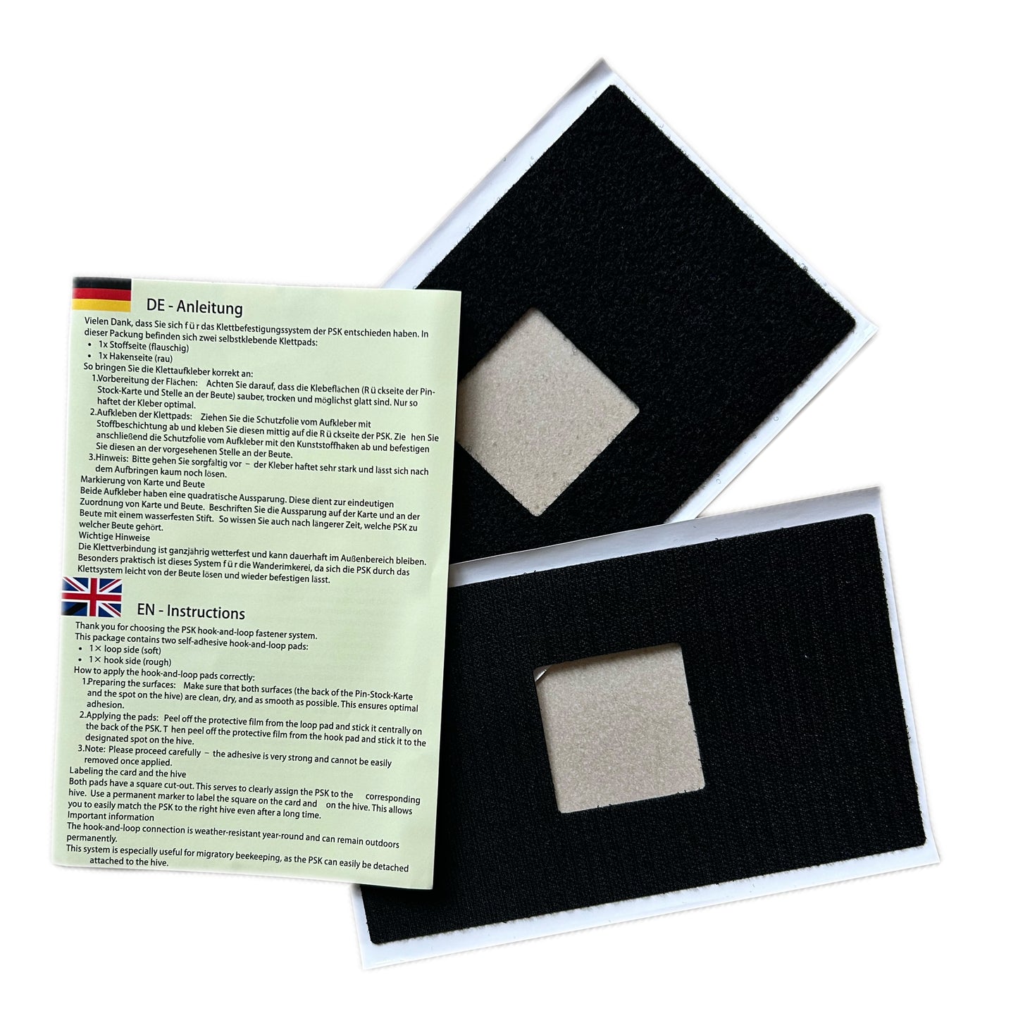 Klett-Befestigungssystem für die Pin-Stock-Karten