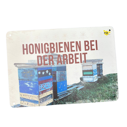 Blechschild (Honigbienen bei der Arbeit)