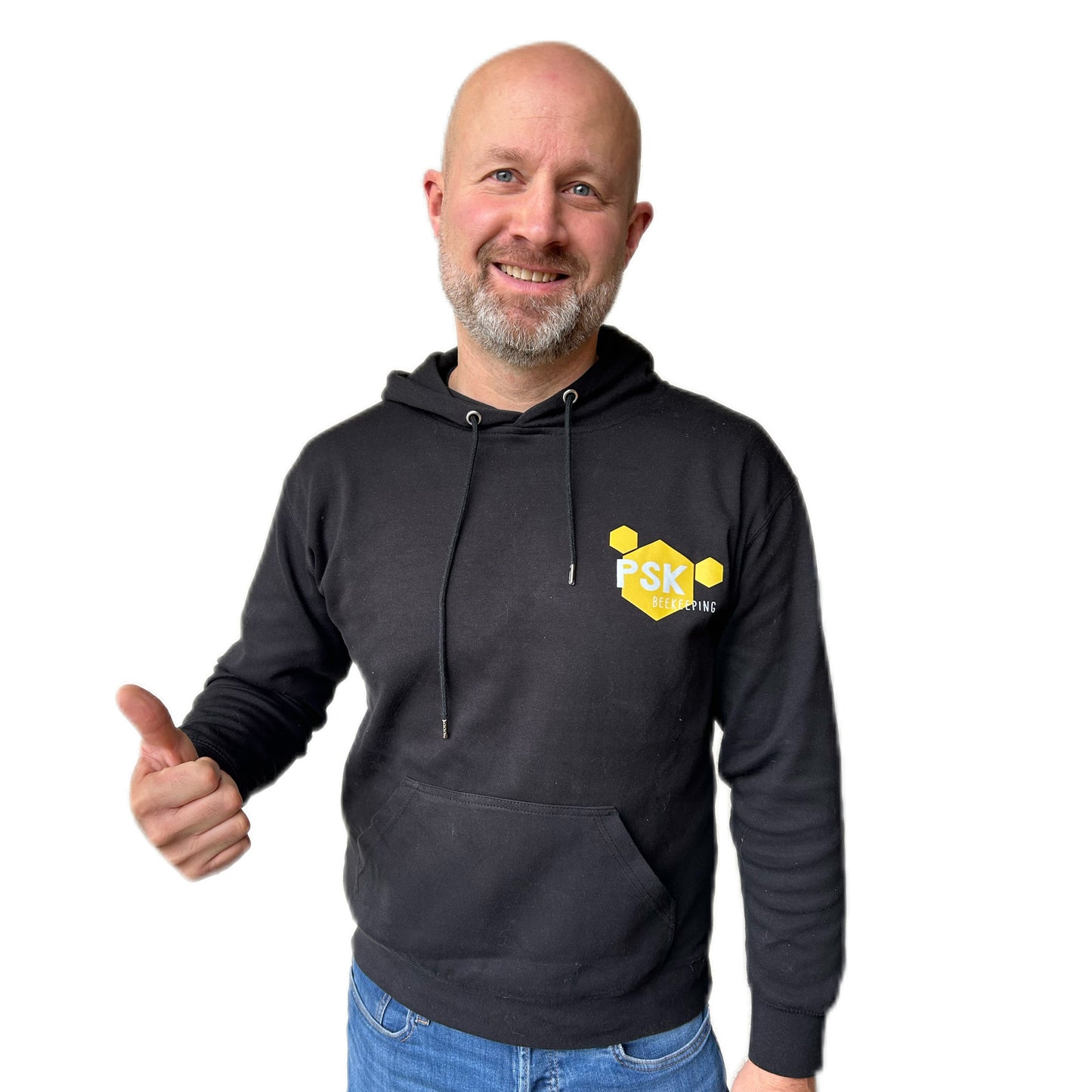 PSK Imker-Hoodie mit Imkerregeln (Rückenaufdruck) – Schwarz – Größe L