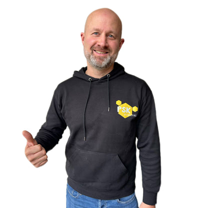 PSK Imker-Hoodie mit Imkerregeln (Rückenaufdruck) – Schwarz – Größe L