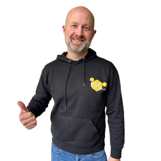 PSK Imker-Hoodie mit Imkerregeln (Rückenaufdruck) – Schwarz – Größe L