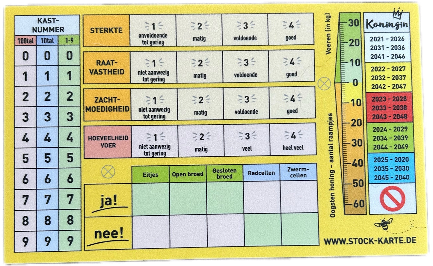 Pin-Stock-Karte (nederlands) inclusief pennen en schroeven