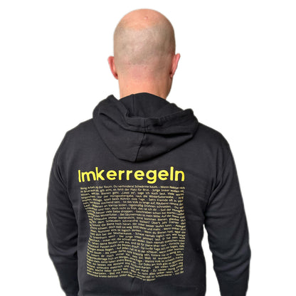 PSK Imker-Hoodie mit Imkerregeln (Rückenaufdruck) – Schwarz – Größe L